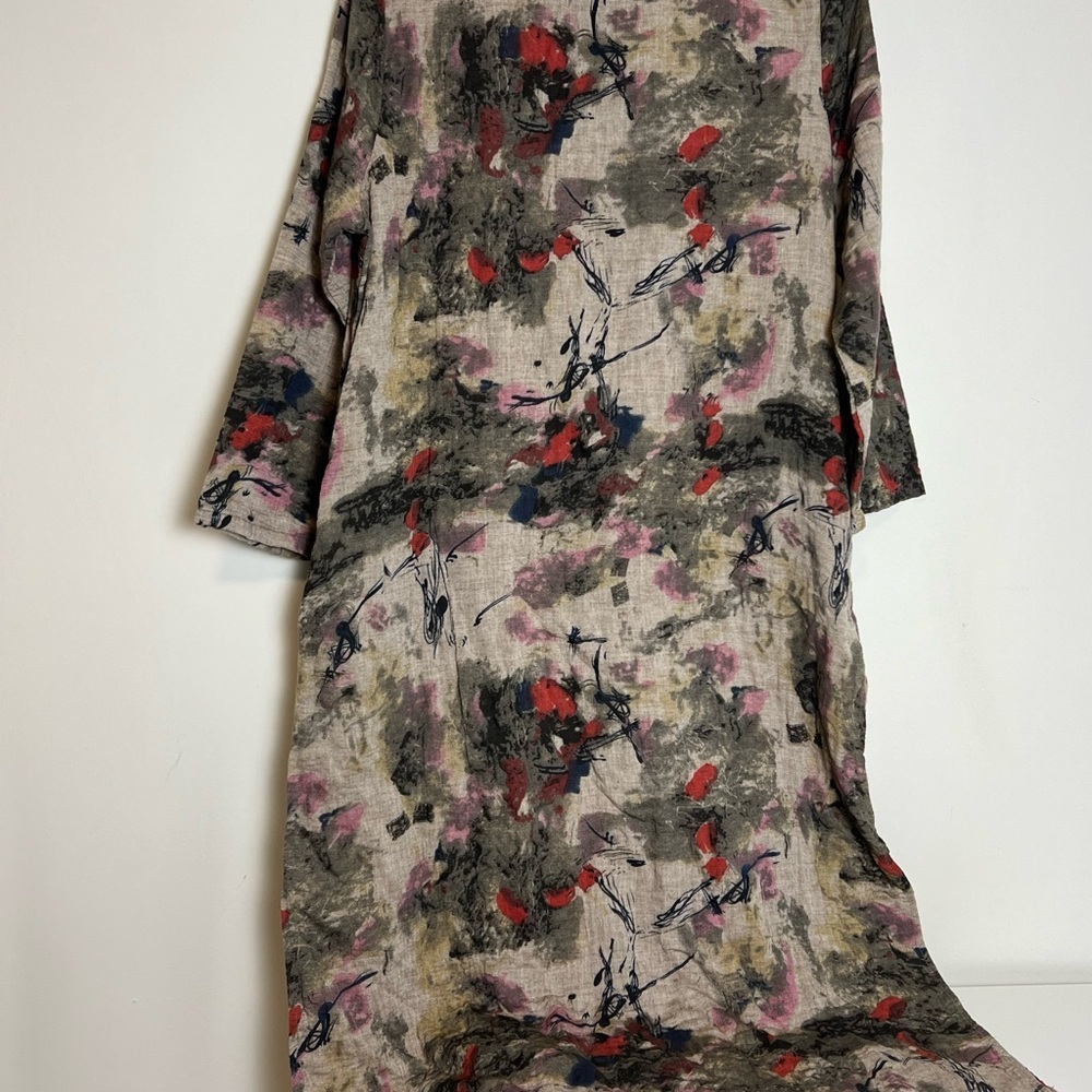 LZJN Luan Zai Jiang Nan Artistic Floral Maxi Dress – Cotton Linen – One Size - Picture 4 of 7